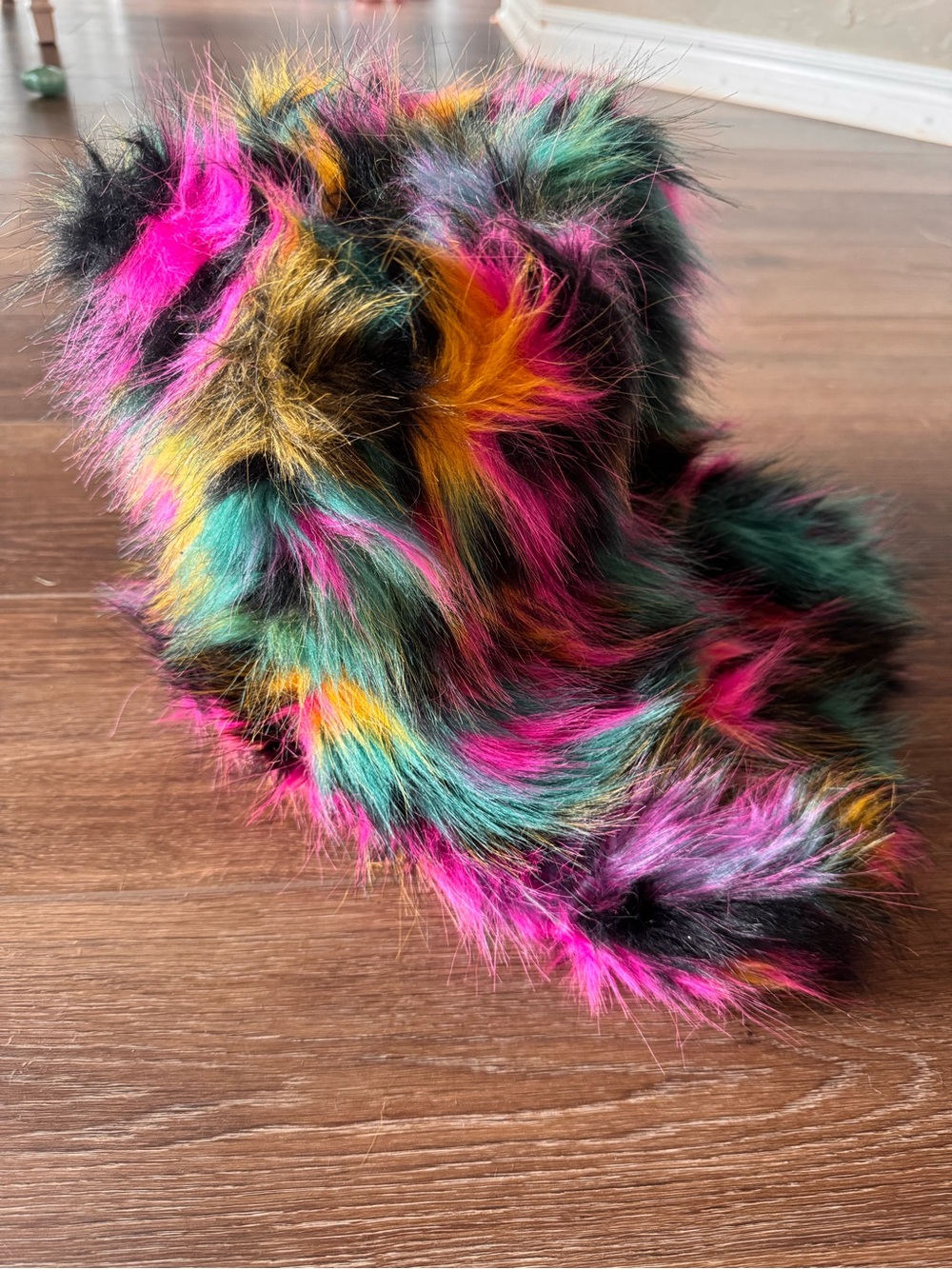 SOLD Colorful Faux Fur Winter Boots Size 10-11 Festival Rave Y2K Style